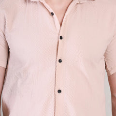 Men's Casual Half Sleeve Shirt - Peach | SHS-143