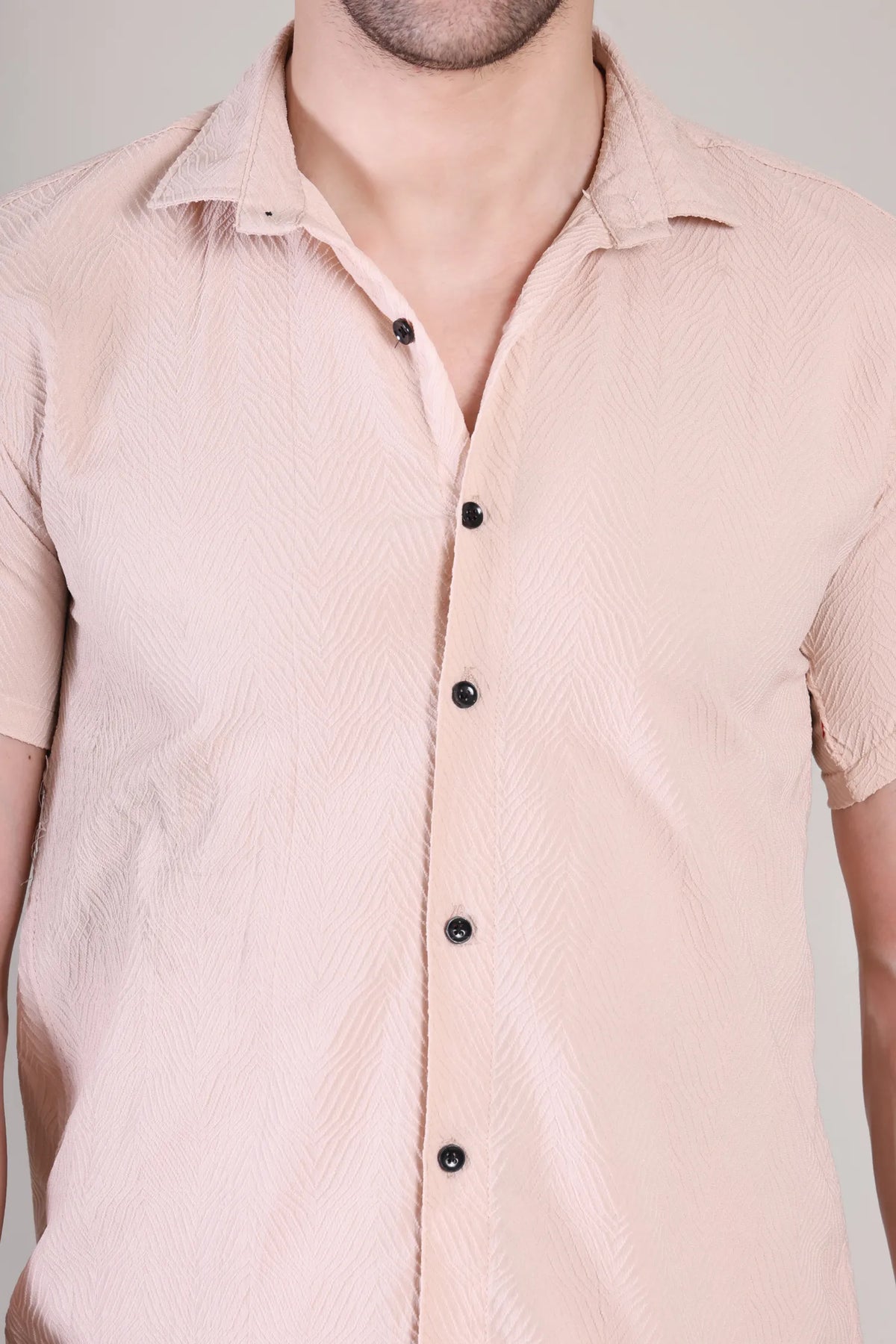 Men's Casual Half Sleeve Shirt - Peach | SHS-143