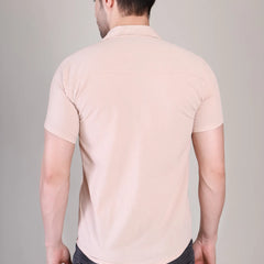 Men's Casual Half Sleeve Shirt - Peach | SHS-143