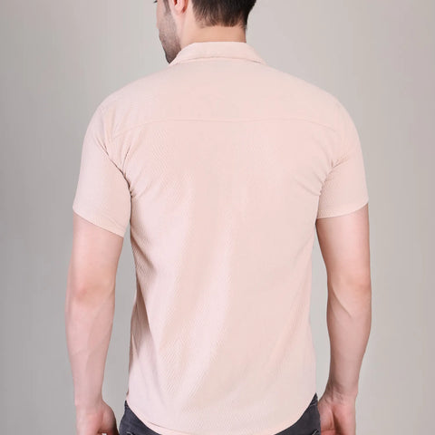 Men's Casual Half Sleeve Shirt - Peach | SHS-143