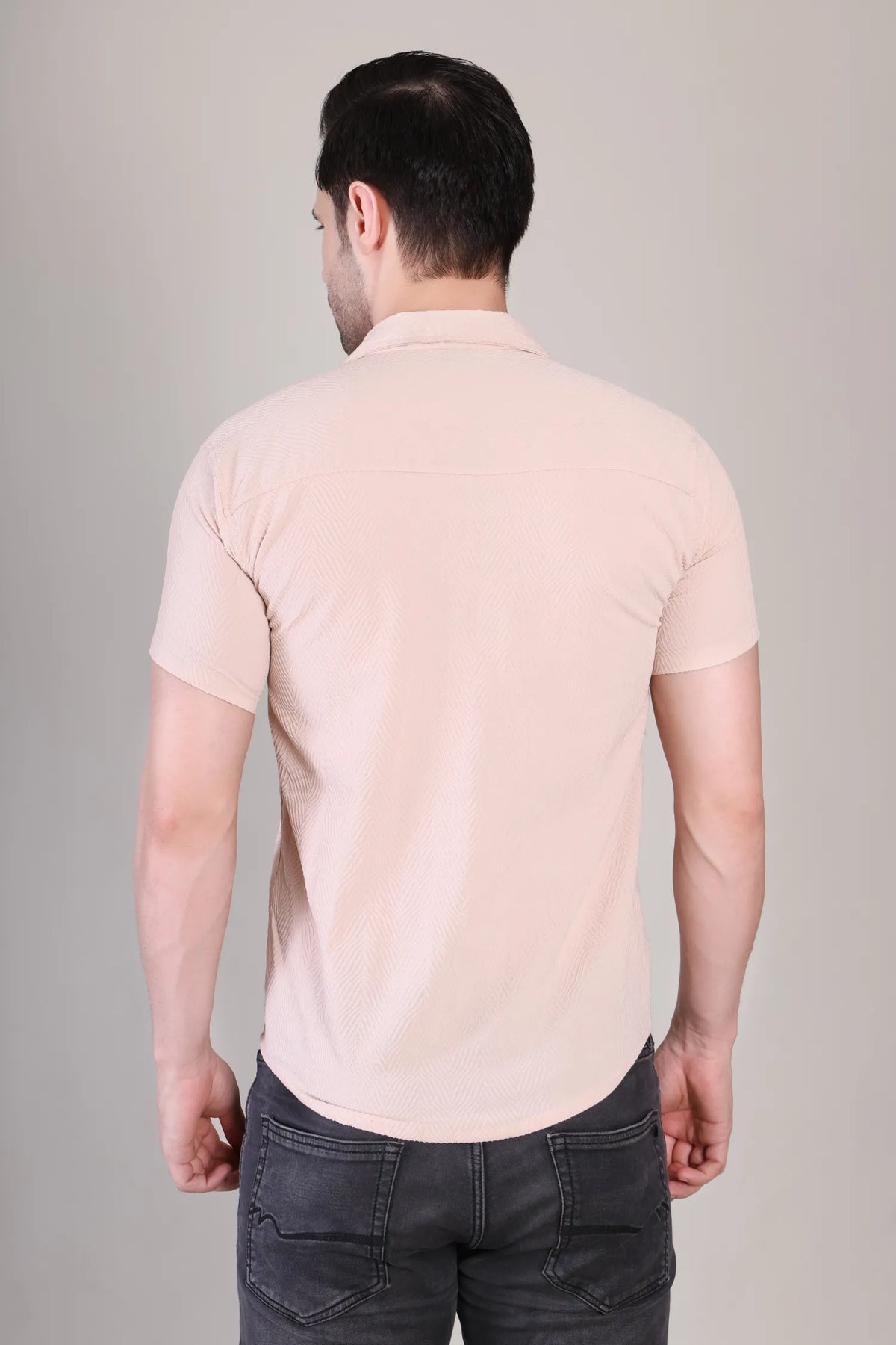Men's Casual Half Sleeve Shirt - Peach | SHS-143