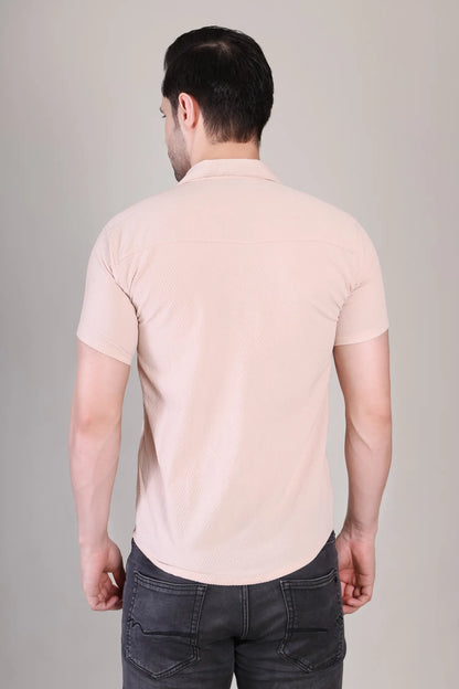 Men's Casual Half Sleeve Shirt - Peach | SHS-143