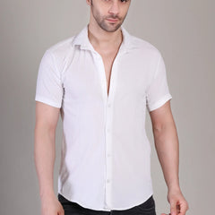 Men's Casual Half Sleeve Shirt - White | SHS-142