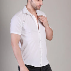 Men's Casual Half Sleeve Shirt - White | SHS-142
