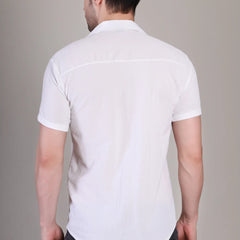 Men's Casual Half Sleeve Shirt - White | SHS-142