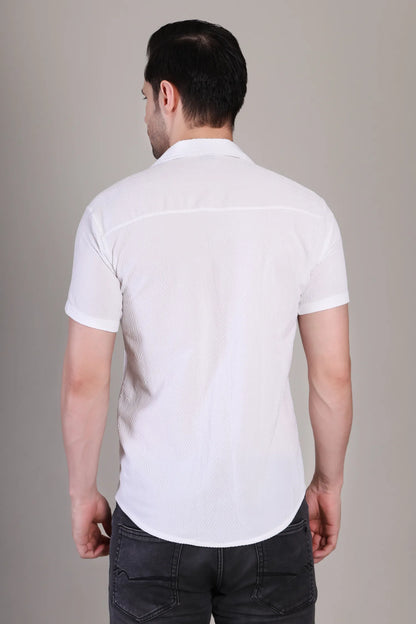 Men's Casual Half Sleeve Shirt - White | SHS-142