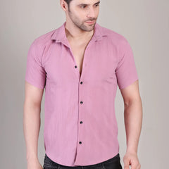 Men's Casual Half Sleeve Shirt - Pink | SHS-141