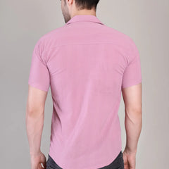 Men's Casual Half Sleeve Shirt - Pink | SHS-141