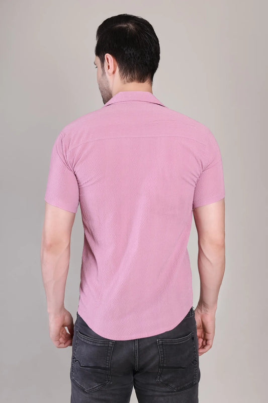 Men's Casual Half Sleeve Shirt - Pink | SHS-141