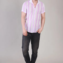 Men's Casual Half Sleeve Shirt - Striped Multicolor | SHS-179