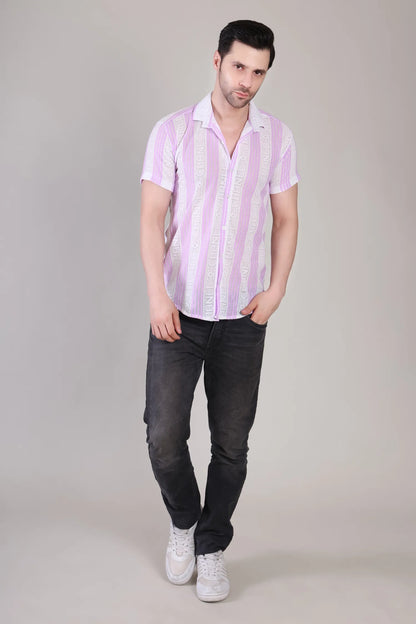 Men's Casual Half Sleeve Shirt - Striped Multicolor | SHS-179