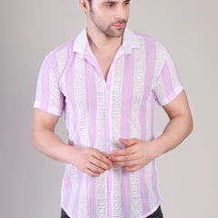 Men's Casual Half Sleeve Shirt - Striped Multicolor | SHS-179