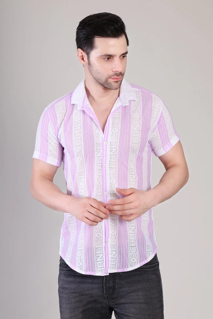 Men's Casual Half Sleeve Shirt - Striped Multicolor | SHS-179