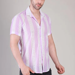 Men's Casual Half Sleeve Shirt - Striped Multicolor | SHS-179