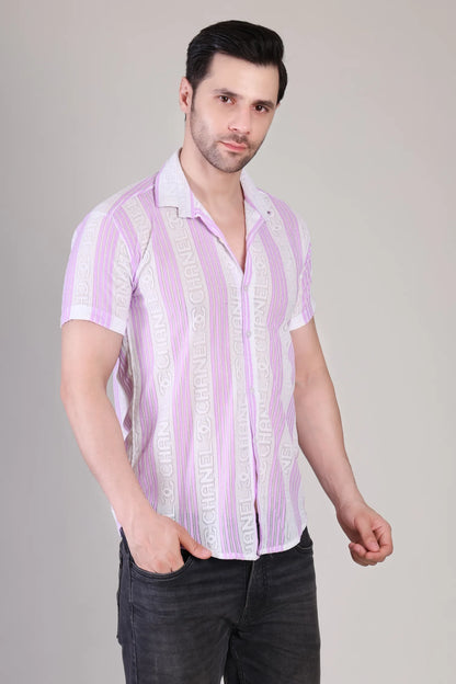 Men's Casual Half Sleeve Shirt - Striped Multicolor | SHS-179
