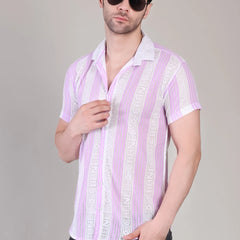 Men's Casual Half Sleeve Shirt - Striped Multicolor | SHS-179