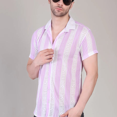 Men's Casual Half Sleeve Shirt - Striped Multicolor | SHS-179