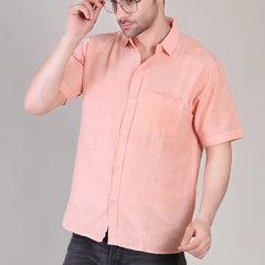 Men's Casual Half Sleeve Shirt - Peach | BHS-126