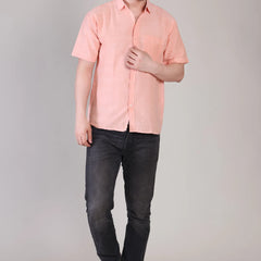 Men's Casual Half Sleeve Shirt - Peach | BHS-126