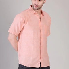 Men's Casual Half Sleeve Shirt - Peach | BHS-126