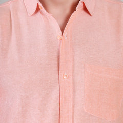 Men's Casual Half Sleeve Shirt - Peach | BHS-126