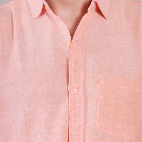 Men's Casual Half Sleeve Shirt - Peach | BHS-126