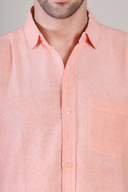 Men's Casual Half Sleeve Shirt - Peach | BHS-126