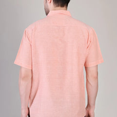 Men's Casual Half Sleeve Shirt - Peach | BHS-126