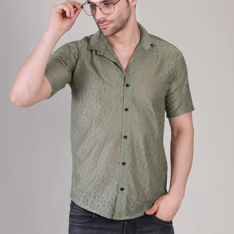 Men's Casual Half Sleeve Shirt - Grey | SHS-152