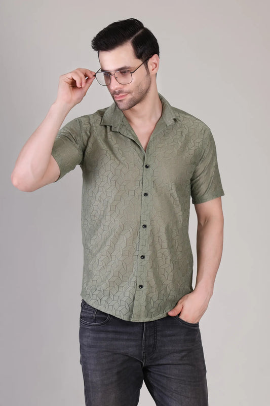 Men's Casual Half Sleeve Shirt - Grey | SHS-152