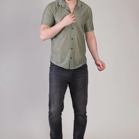 Men's Casual Half Sleeve Shirt - Grey | SHS-152