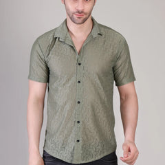 Men's Casual Half Sleeve Shirt - Grey | SHS-152