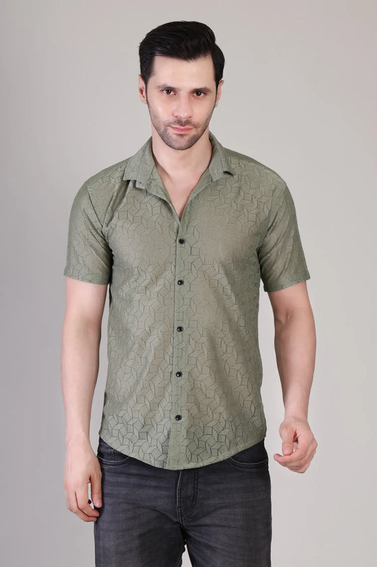 Men's Casual Half Sleeve Shirt - Grey | SHS-152