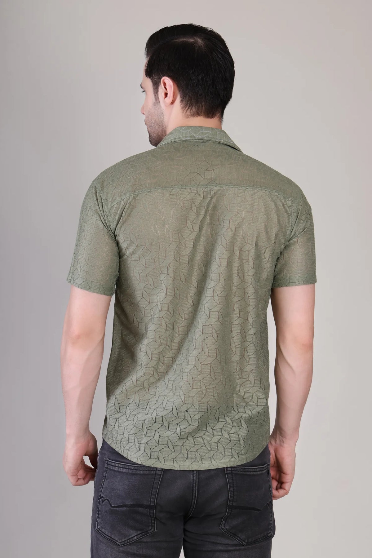 Men's Casual Half Sleeve Shirt - Grey | SHS-152