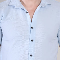 Men's Casual Half Sleeve Shirt - Light Blue | SHS-140