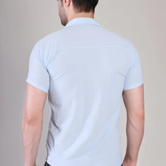 Men's Casual Half Sleeve Shirt - Light Blue | SHS-140