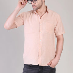 Men's Casual Half Sleeve Shirt - Peach | BHS-125