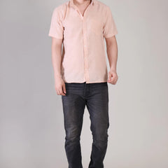Men's Casual Half Sleeve Shirt - Peach | BHS-125