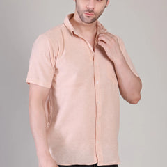 Men's Casual Half Sleeve Shirt - Peach | BHS-125