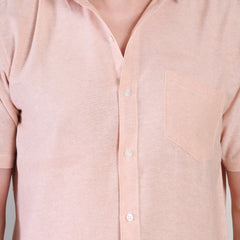 Men's Casual Half Sleeve Shirt - Peach | BHS-125