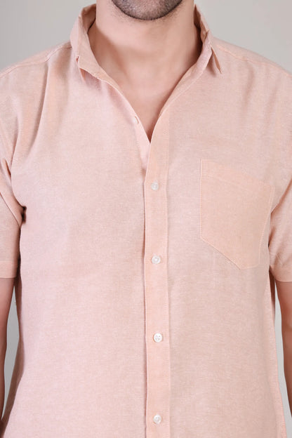 Men's Casual Half Sleeve Shirt - Peach | BHS-125