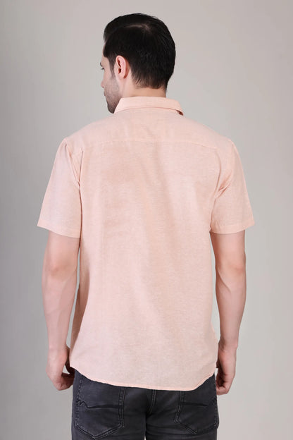 Men's Casual Half Sleeve Shirt - Peach | BHS-125