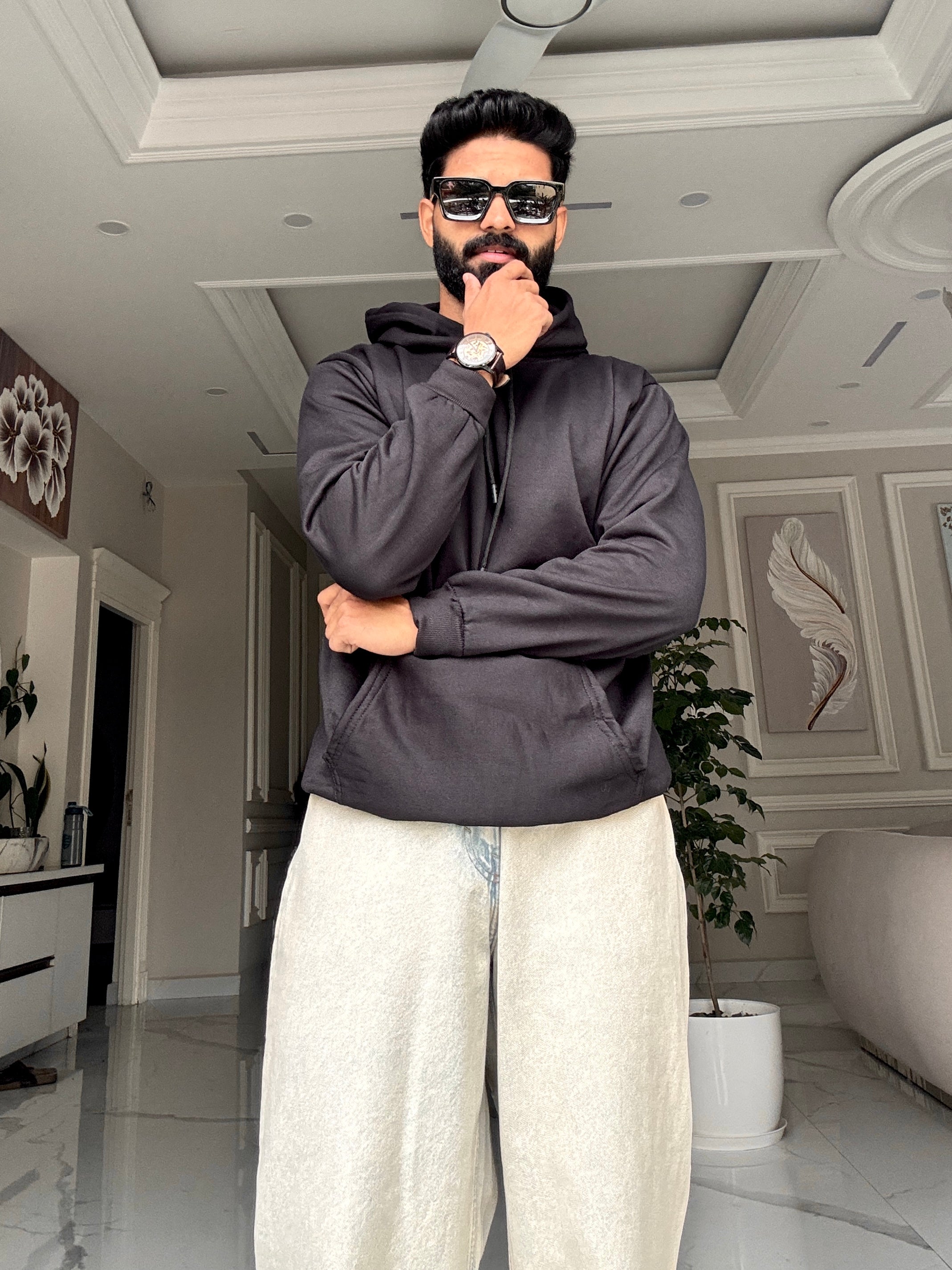 Men Black Hoodie for Winter | HD-412