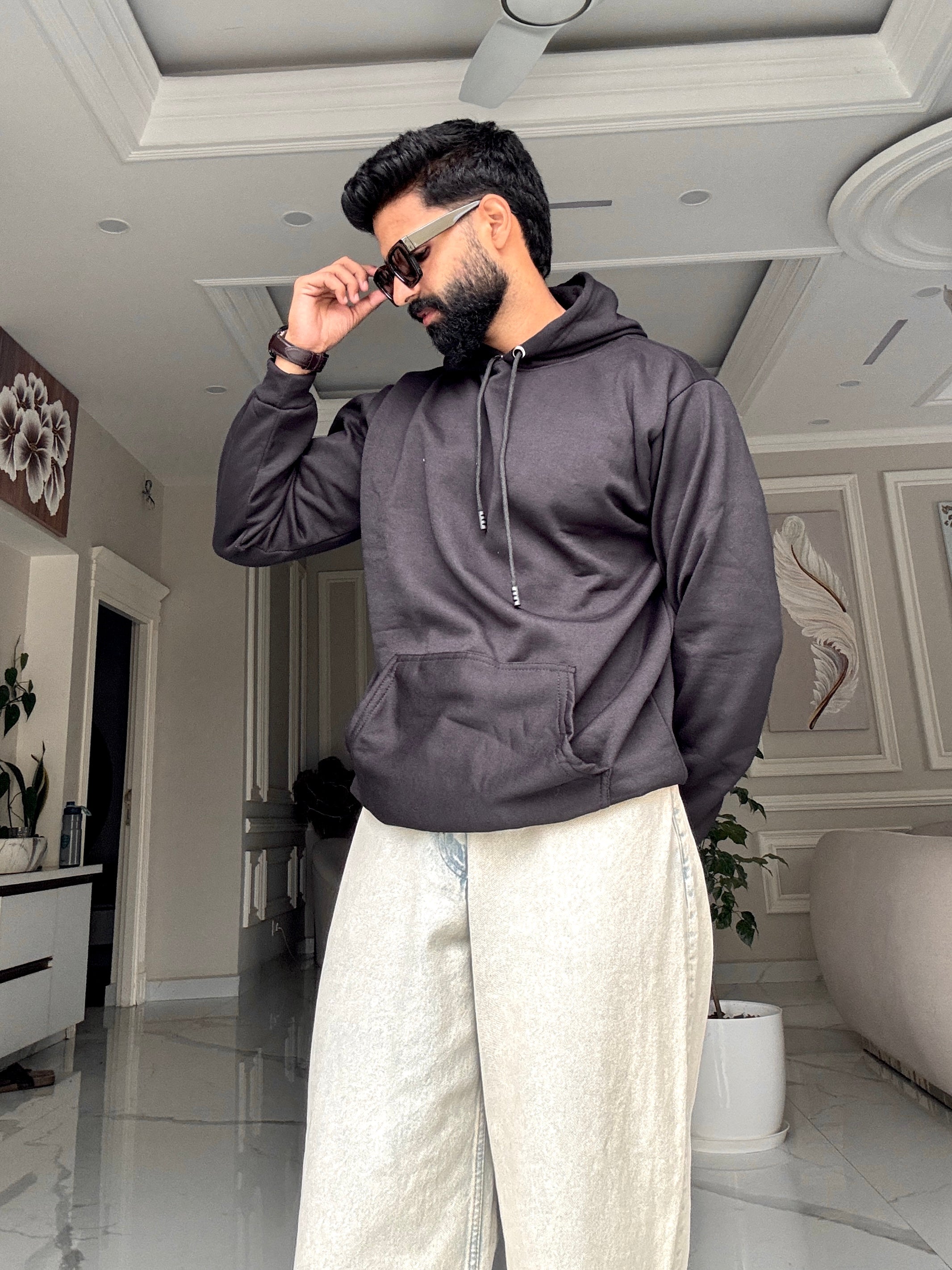 Men Black Hoodie for Winter | HD-412