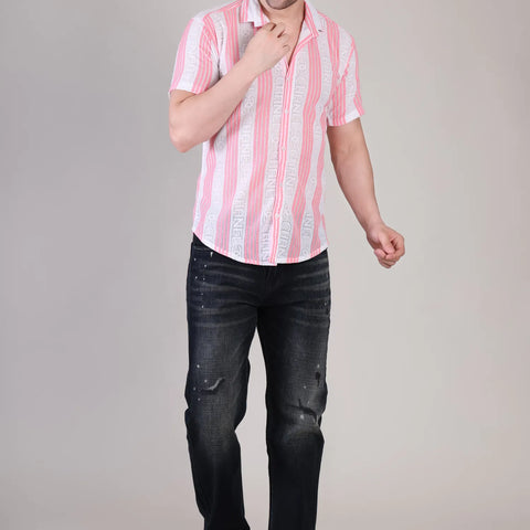Men's Casual Half Sleeve Shirt - Striped Multicolor | SHS-178