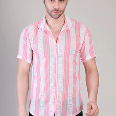 Men's Casual Half Sleeve Shirt - Striped Multicolor | SHS-178