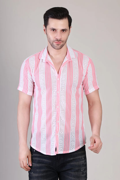 Men's Casual Half Sleeve Shirt - Striped Multicolor | SHS-178