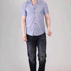 Men's Casual Half Sleeve Shirt - Grey | SHS-151