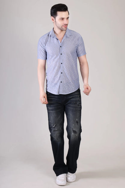Men's Casual Half Sleeve Shirt - Grey | SHS-151