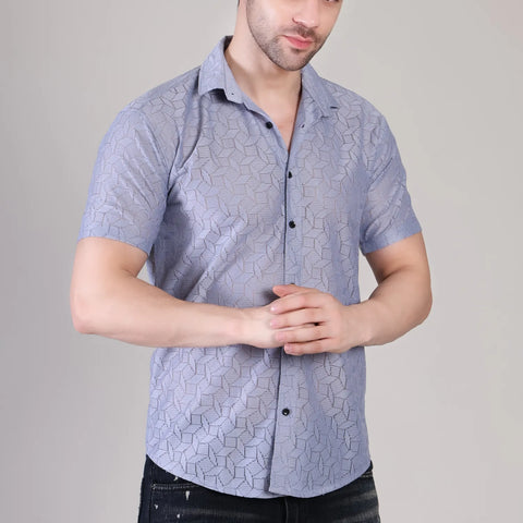 Men's Casual Half Sleeve Shirt - Grey | SHS-151